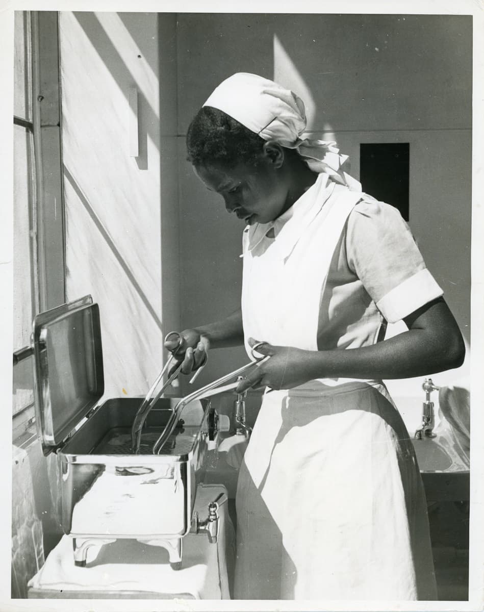 Janet Ndoti, during her training in King George V Hospital, Nairobi