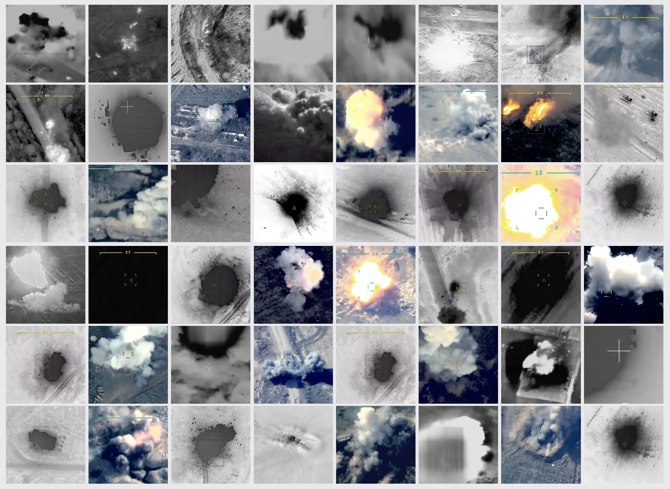 Excerpts from the dataset of drone strike explosions from recent armed conflicts, sourced from social media and used to compose the dataset of synthetic explosions.